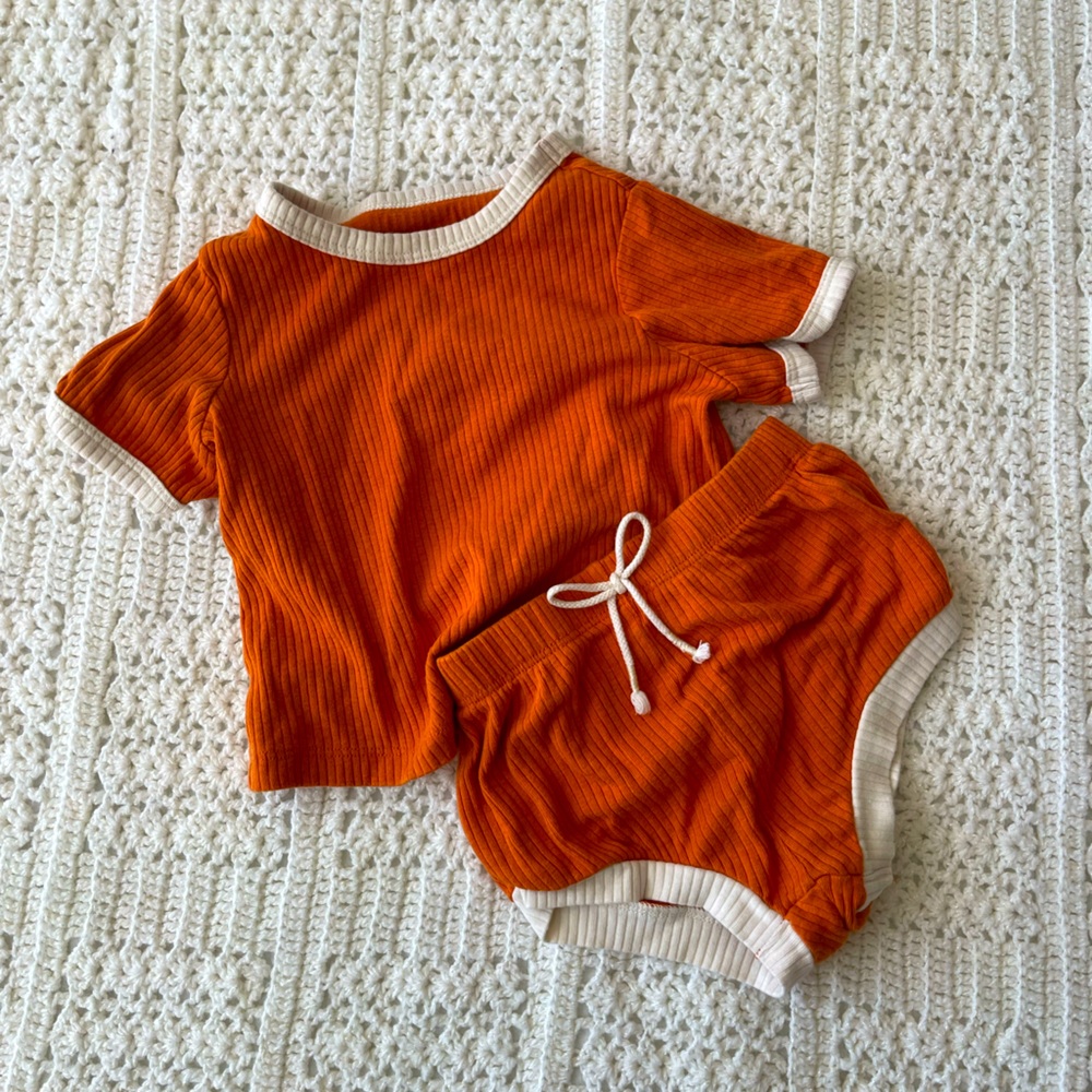 12m baby girl/boy burnt orange matching jump suit